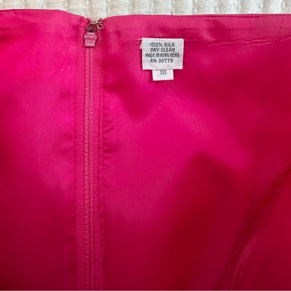 Vintage 100% Silk Pink Sweetheart Strapless Dress - Picture 6 of 7